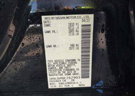 2013 Nissan Altima 2.5 Sv from USA, damaged, VIN 1N4AL3AP0DC267903